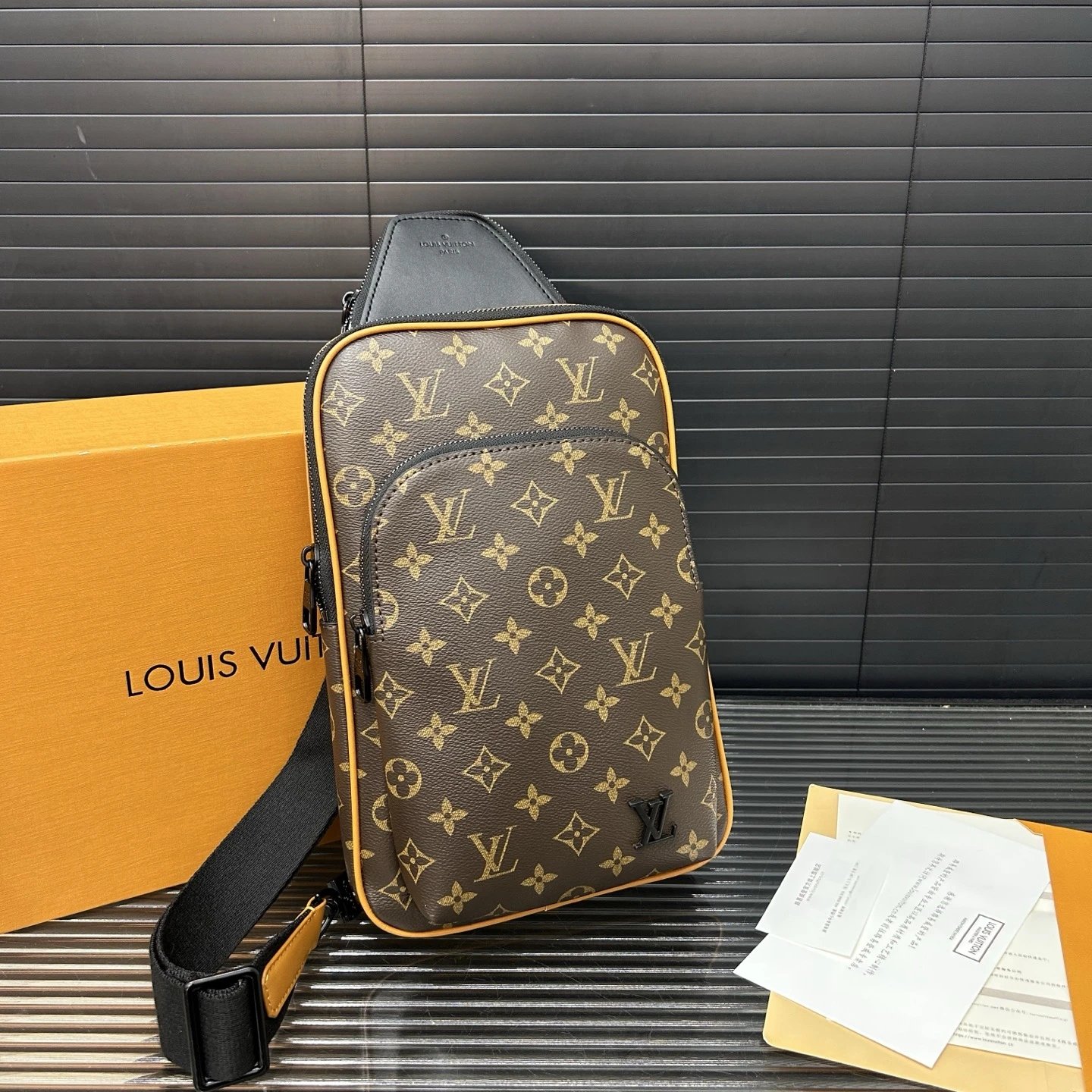 Louis Vuitton Monogram Brown Tan Trim Crossbody Bag