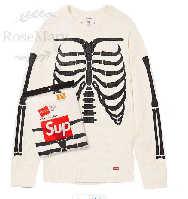 Supreme x Hanes Skeleton Thermal Long Sleeve Shirt Black Base Layer product detail 2 in Litbuy spreadsheet finds