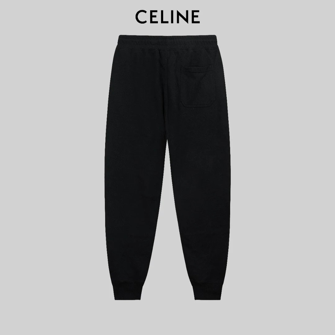 Celine Logo Black Cotton Jogger Pants