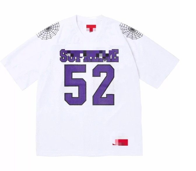 Supreme Mesh Jersey White Purple Number 52 Sporty T-Shirt