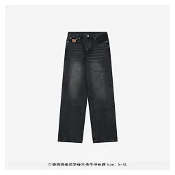 thumbnail for 口袋明线老花字母水洗牛仔长裤