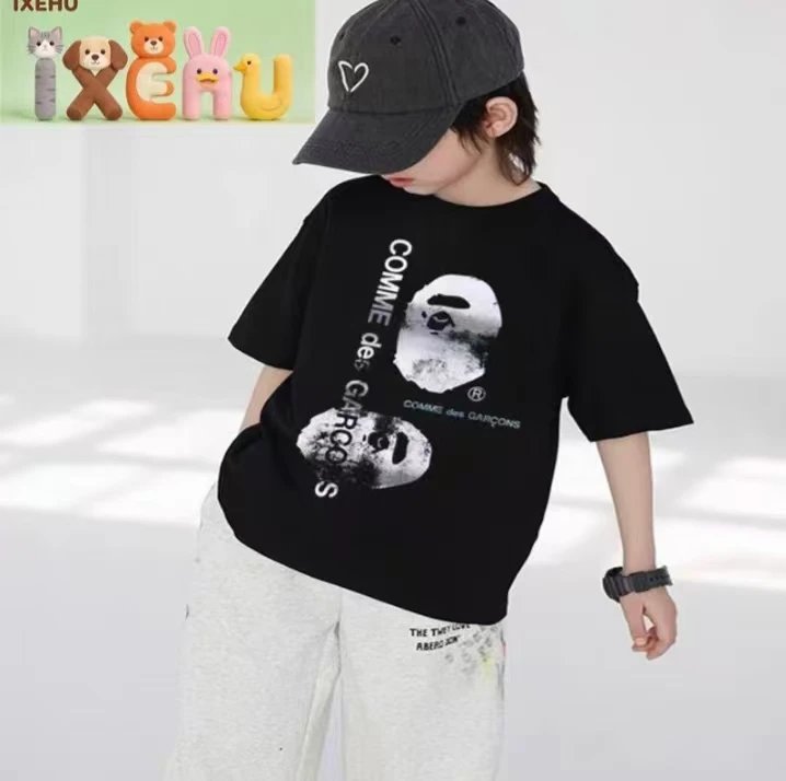 Comme des Gar&ccedil;ons Black Graphic T-Shirt with Ape Head Print