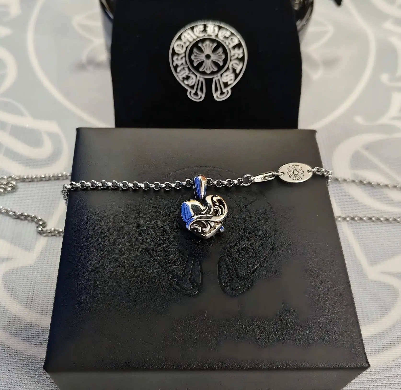 Heart Pendant with Pearl Chain