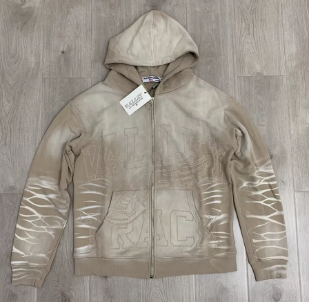 Unbranded Hoodies & Sweatshirts Zip-Up Hooded Sweatshirt with Embossed Graphic and Striped Sleeves image 3