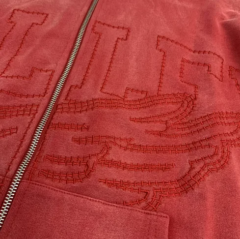 Unbranded Hoodies & Sweatshirts Zip-Up Hooded Sweatshirt with Embossed Graphic and Striped Sleeves product detail image 6
