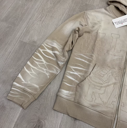 Unbranded Hoodies & Sweatshirts Zip-Up Hooded Sweatshirt with Embossed Graphic and Striped Sleeves image 13