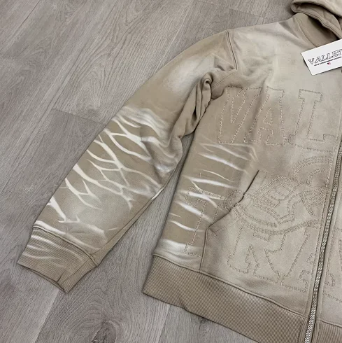 Unbranded Hoodies & Sweatshirts Zip-Up Hooded Sweatshirt with Embossed Graphic and Striped Sleeves product detail image 13