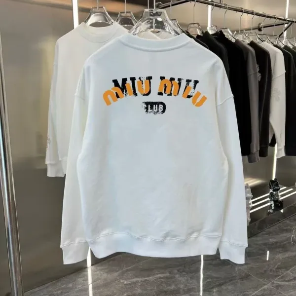 Miu Miu Logo Embroidered Black Hoodie - 4