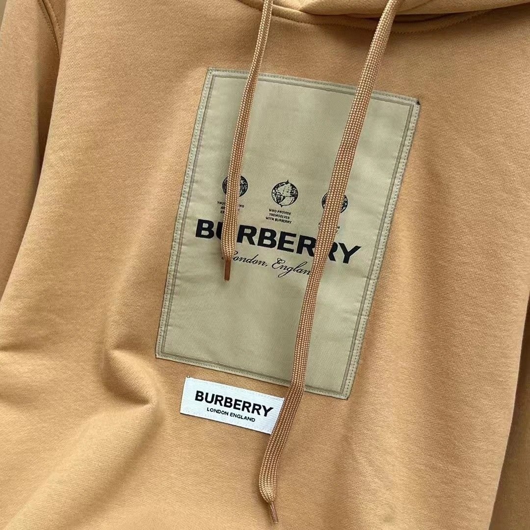 Burberry Logo Patch Hoodie Beige Hoodie - 7