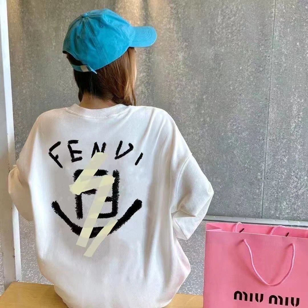 Fendi Logo Graphic Print White Hoodie - 5