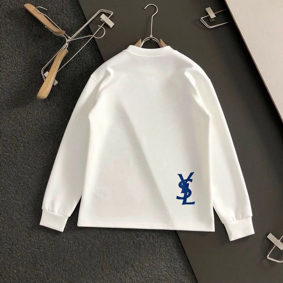 Saint Laurent Collection Logo Print White Long-Sleeve T-Shirt - 3