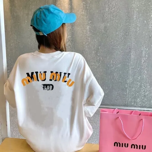 Miu Miu Logo Embroidered Black Hoodie - 7