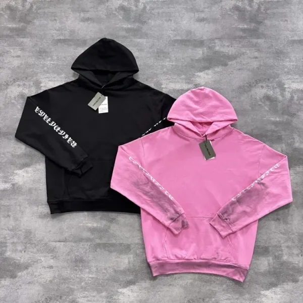 Design Black Gothic Script Sleeve Hoodie - 2