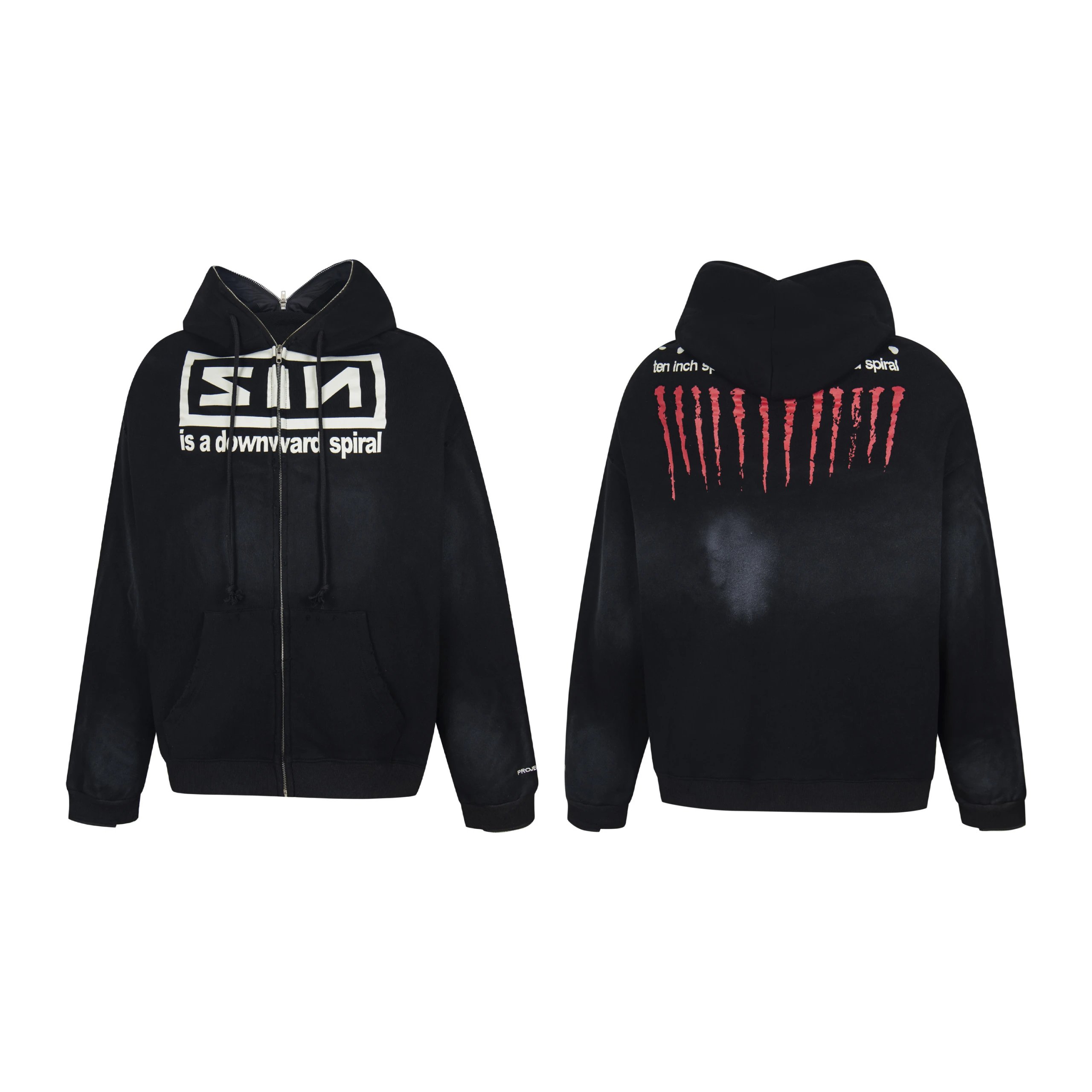 Ten Inch Spiral Downward Spiral Zip-Up Hoodie - 000355