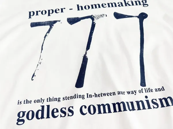 Proper Homemaking 777 Godless Communism Long-Sleeve Tee White - 8