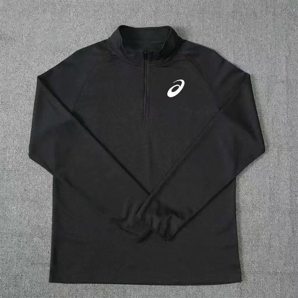 Black Stand-Collar Half-Zip Long Sleeve