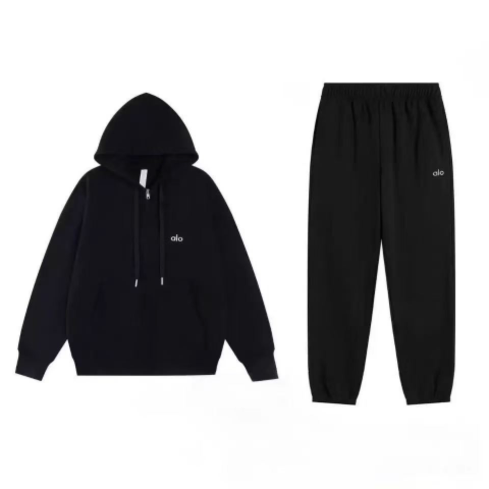Black Full-Zip Jogger Set