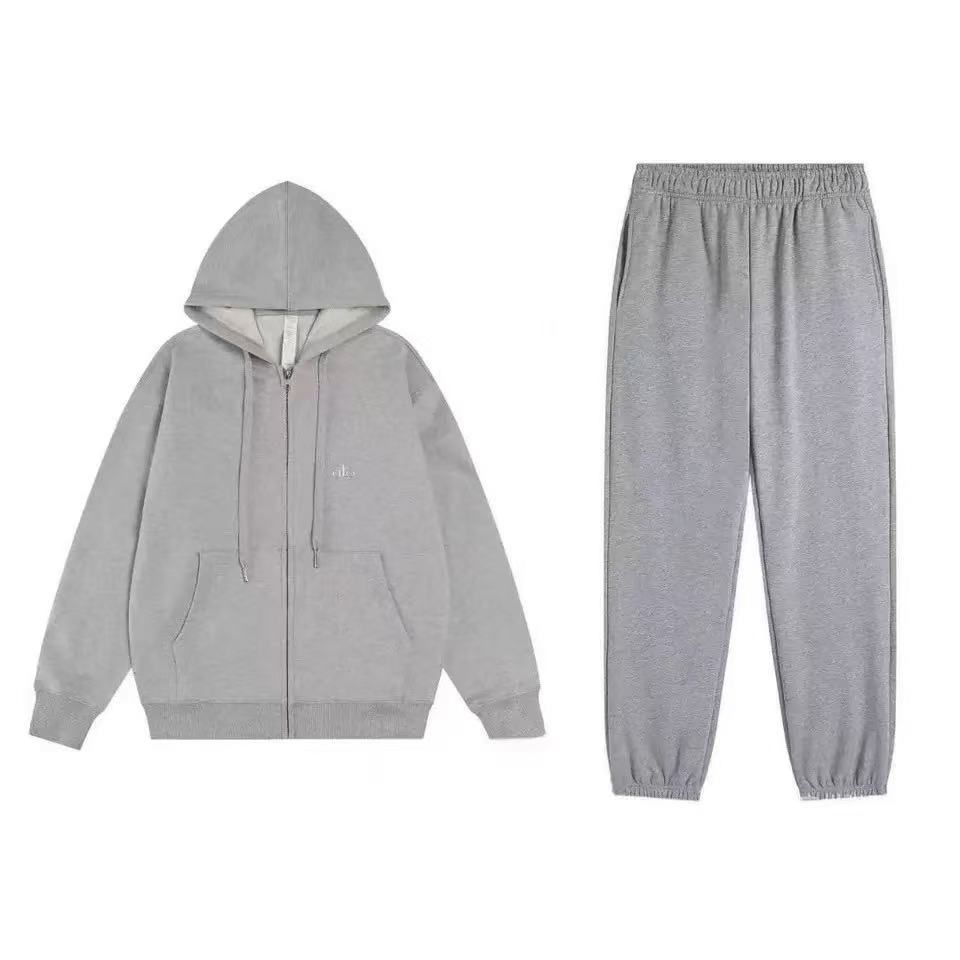 Grey Full-Zip Jogger Set
