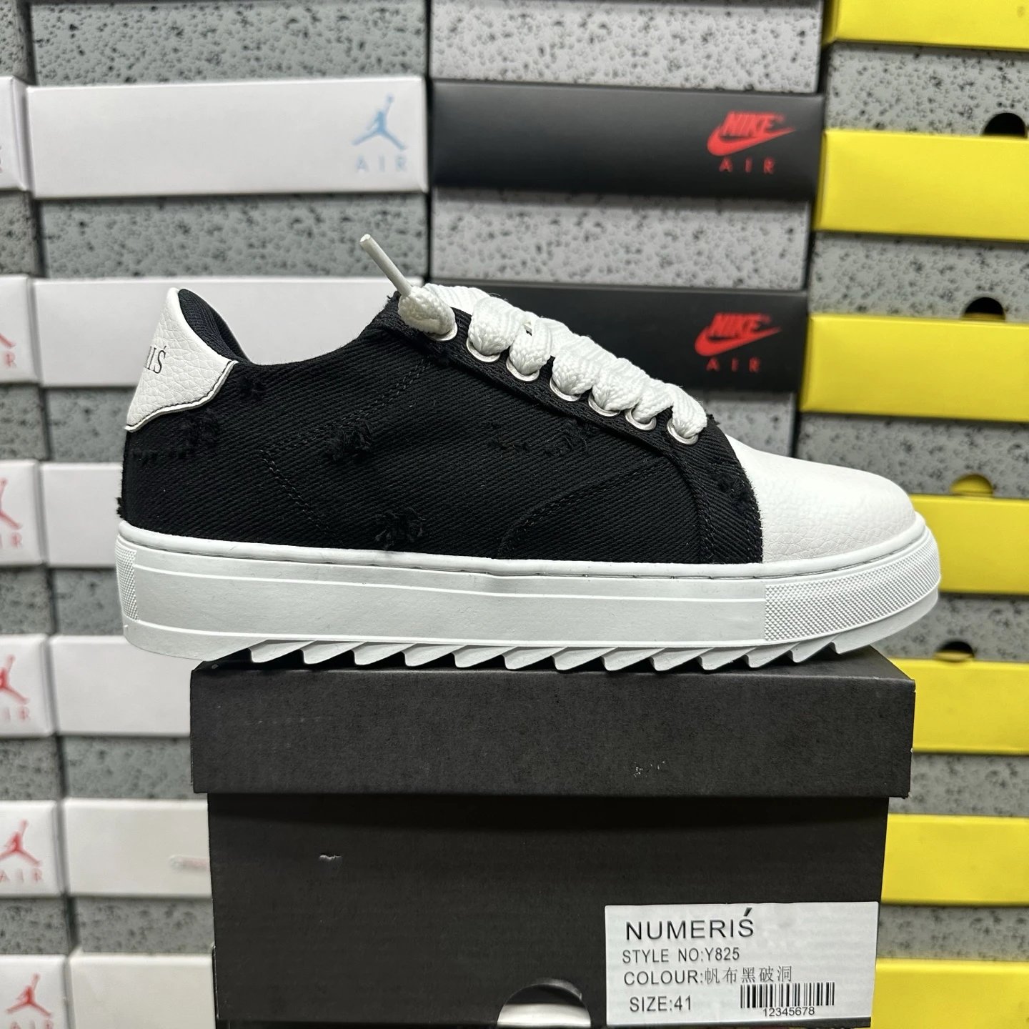 Y825 帆布黑破洞