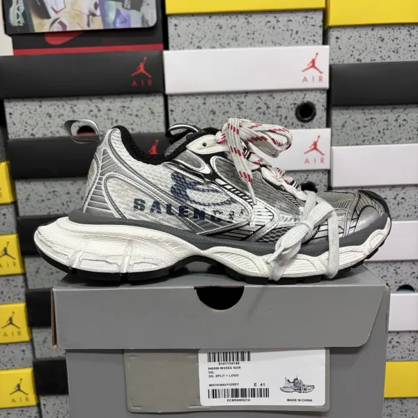 Balenciaga 3XL Split + Logo White/Navy/Grey Sneakers - 1