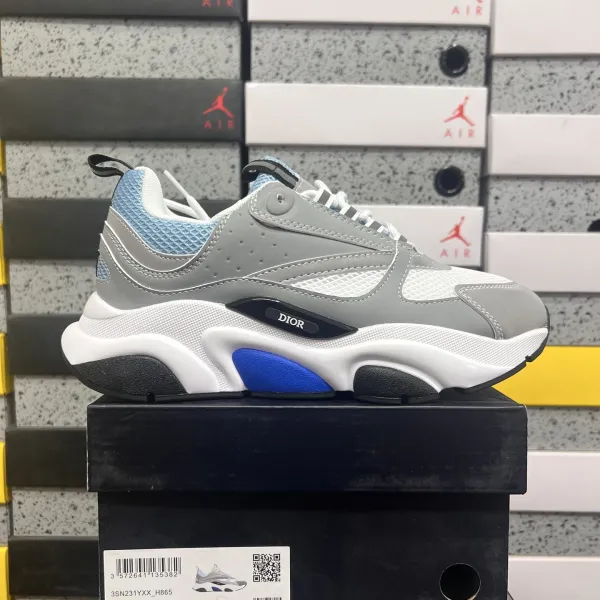 Dior B23 Low Gray Blue White Chunky Sneakers - 1