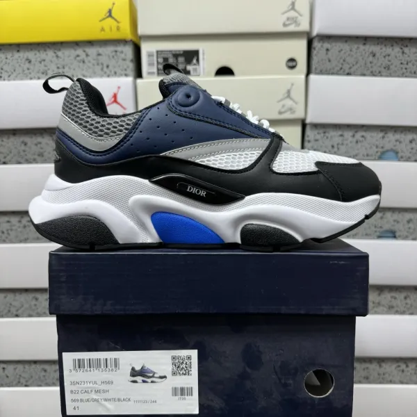Dior B22 Calf Mesh Blue / Grey / White / Black Sneakers Chunky Sneakers - 1