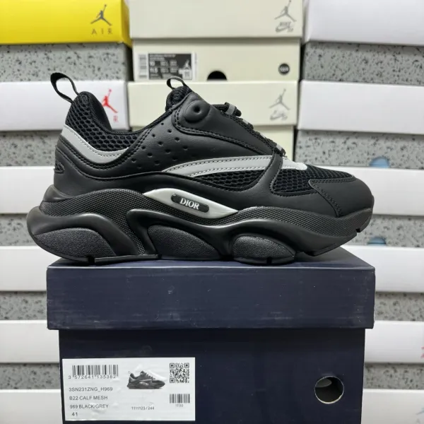 Dior B22 Calf Mesh Black / Grey Sneakers Chunky Sneakers - 1