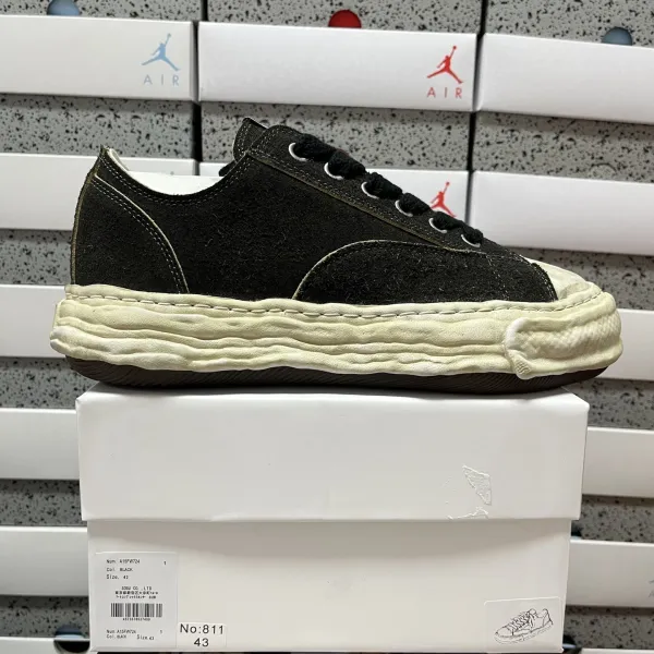 Maison Margiela Tabi Sneaker Black Suede with Cream Ruched Sole - 1