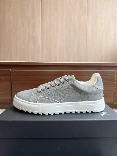 Design Low-Top Leather Sneakers Gray - 1