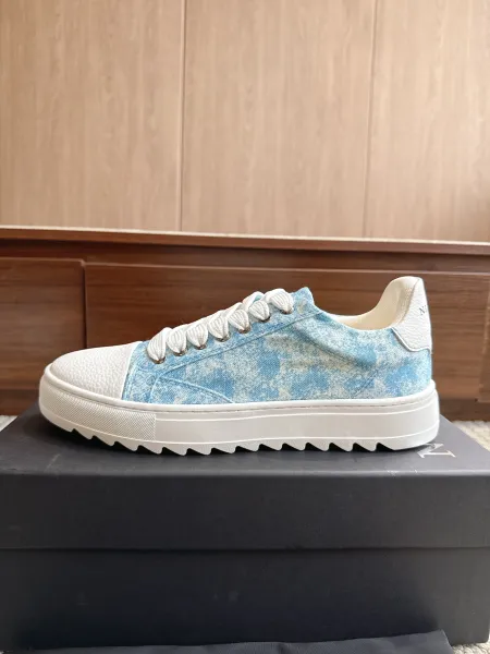 Design Platform Sneaker Blue Cloud Print White Sole Sneakers - 1