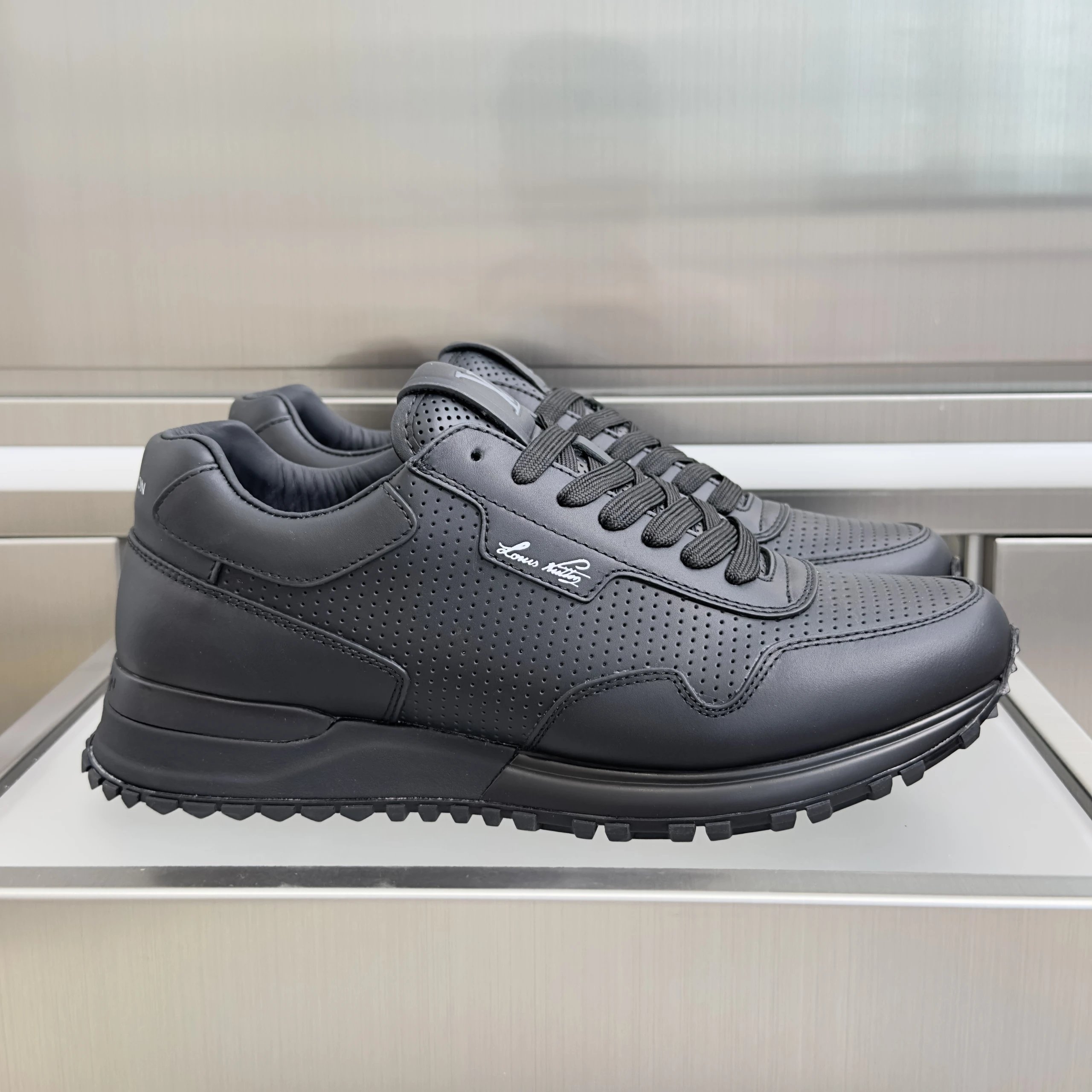 Louis Vuitton Run Away Sneaker Black Perforated Leather