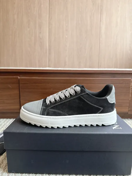 Design Low-Top Suede Sneaker Black / Gray Platform Sole - 1