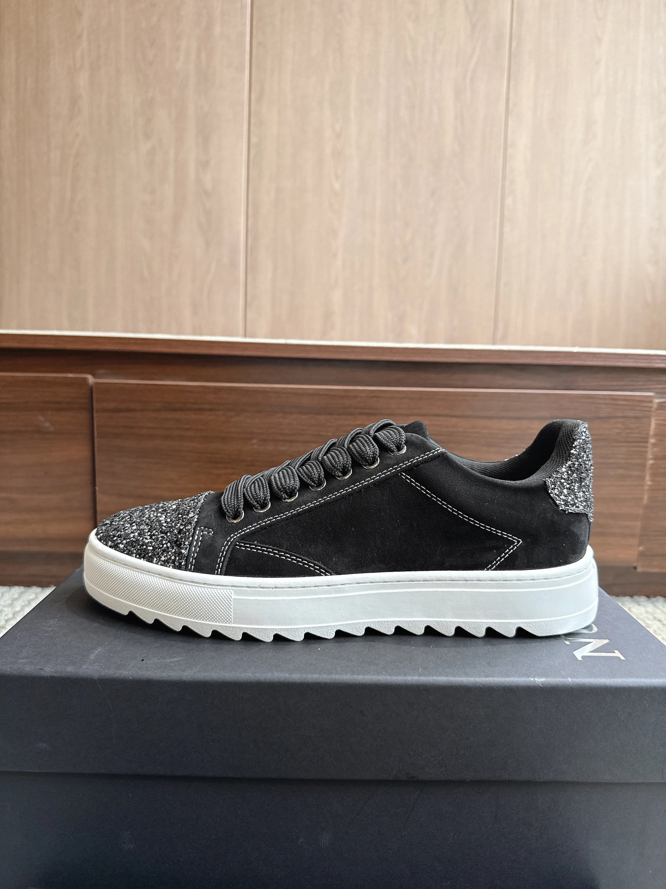 Black matte shiny leather white