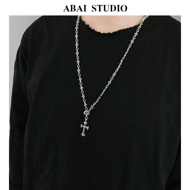 Double Cross Pendant Necklace Punk Style photo 8