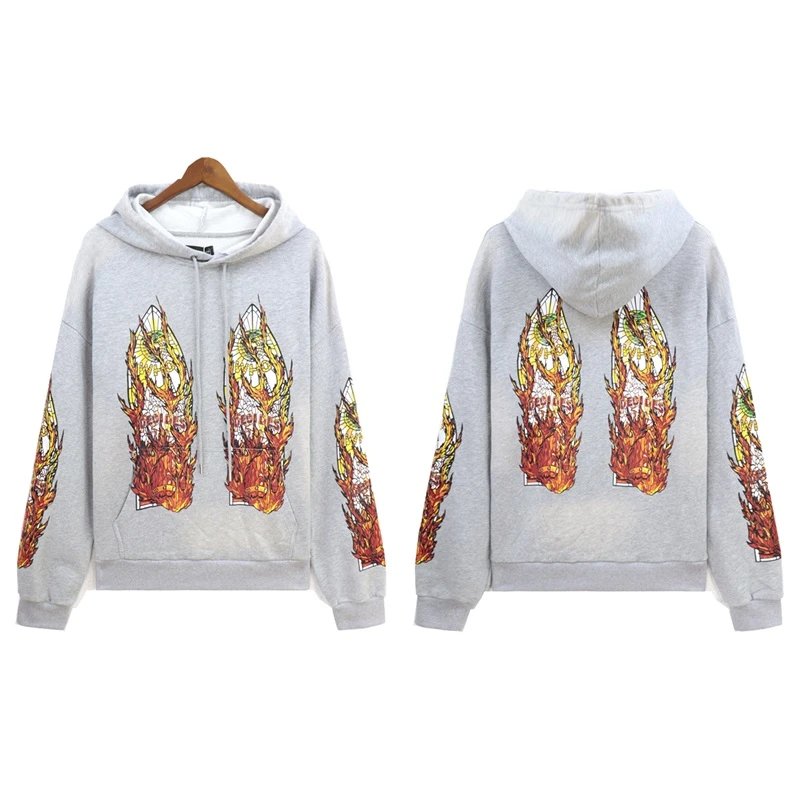 Who Decides War Retro Hoodie Flame Print photo 5