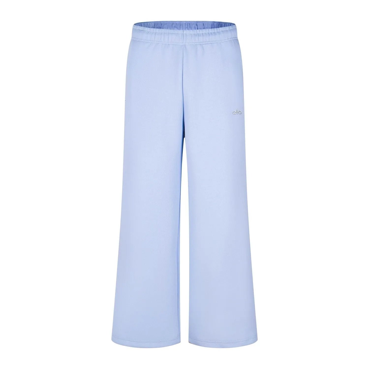 Alo Hooded Sweatshirt And Wide Leg Pants Light Blue Lounge Set