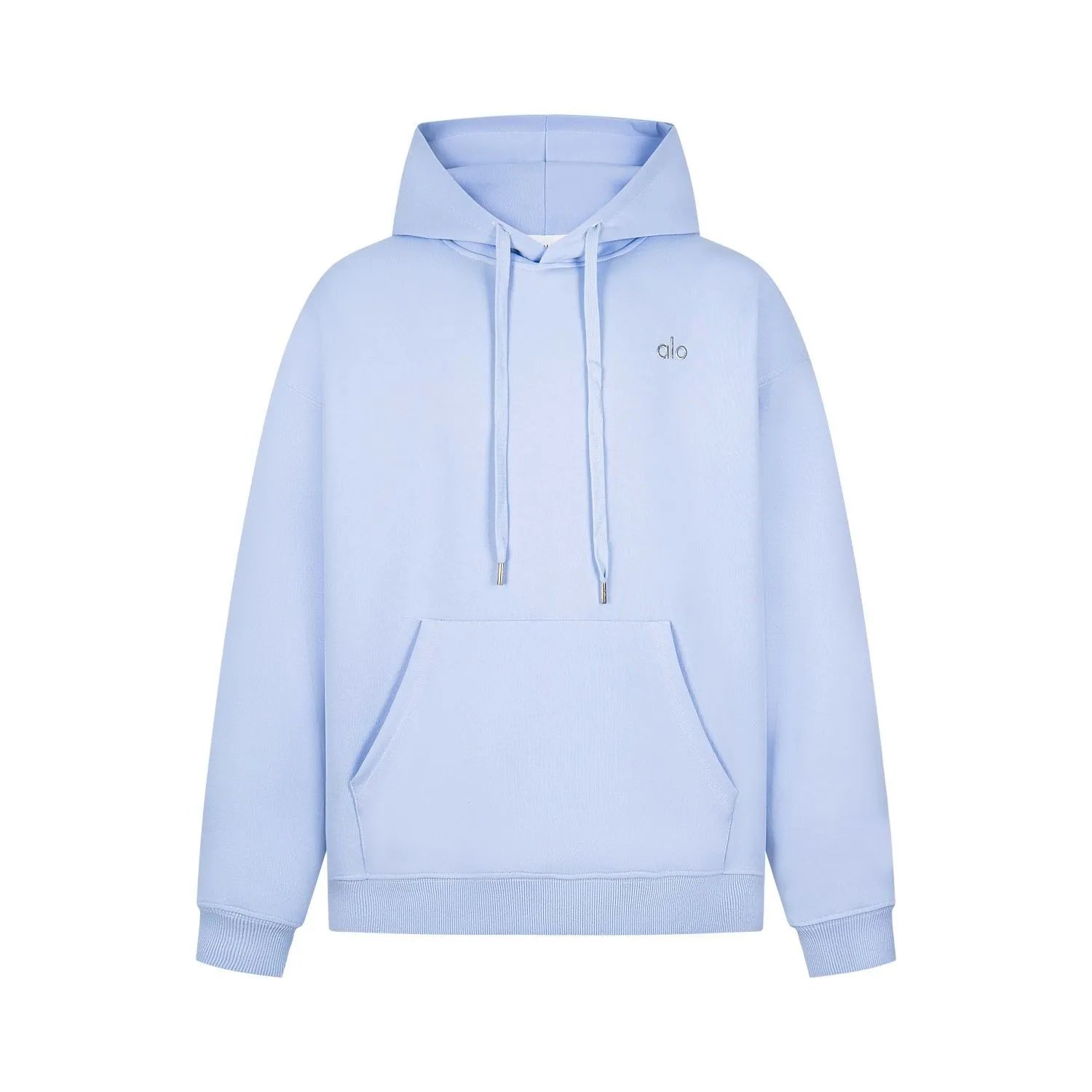 Alo Hooded Sweatshirt And Wide Leg Pants Light Blue Lounge Set