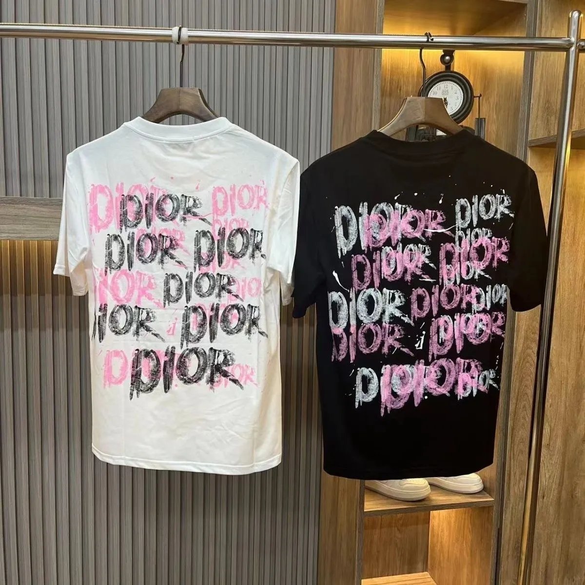 Dior Graffiti Print Short Sleeve T-Shirt