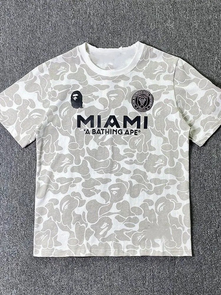 A Bathing Ape Miami Camo Gray Pink Black Short Sleeve T-Shirt