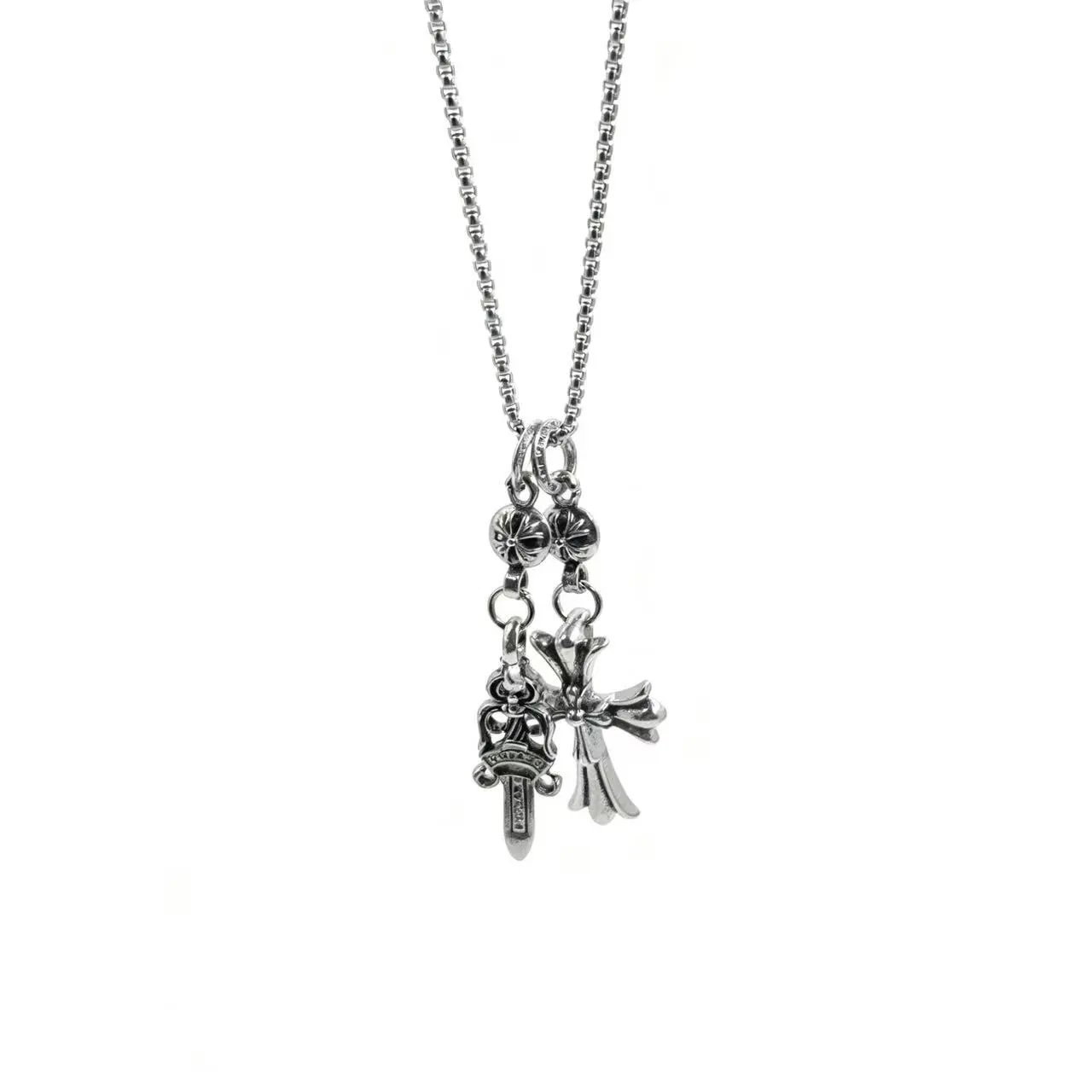 Double Cross Pendant Necklace Punk Style photo 3