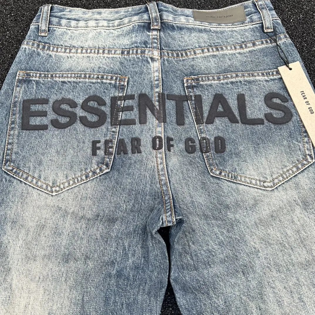 Essentials Blue Heavy-Duty Washed Jeans photo 5