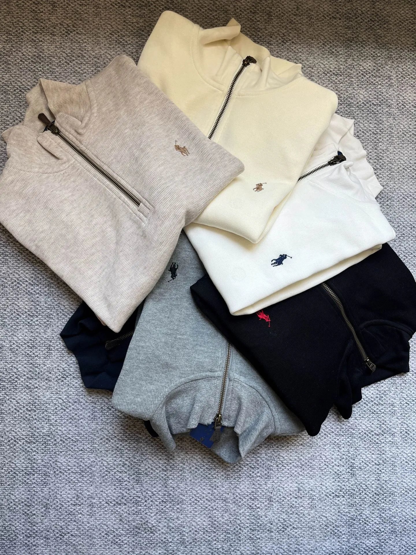Polo Ralph Lauren Quarter-Zip Sweater Cream Gray Beige Navy Black Classic