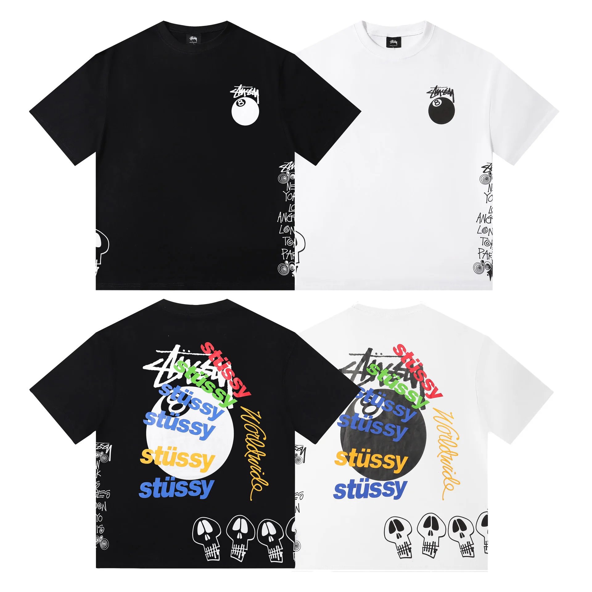Stussy Graphic Print White Black Casual T-Shirt