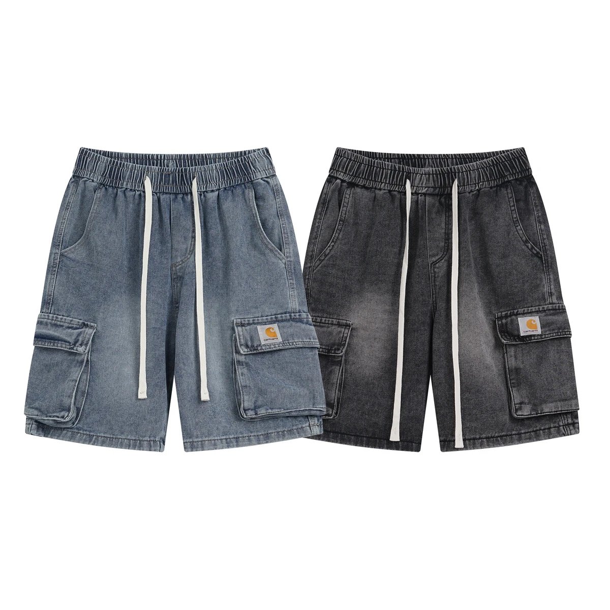 Carhartt Blue and Black Cargo Denim Shorts