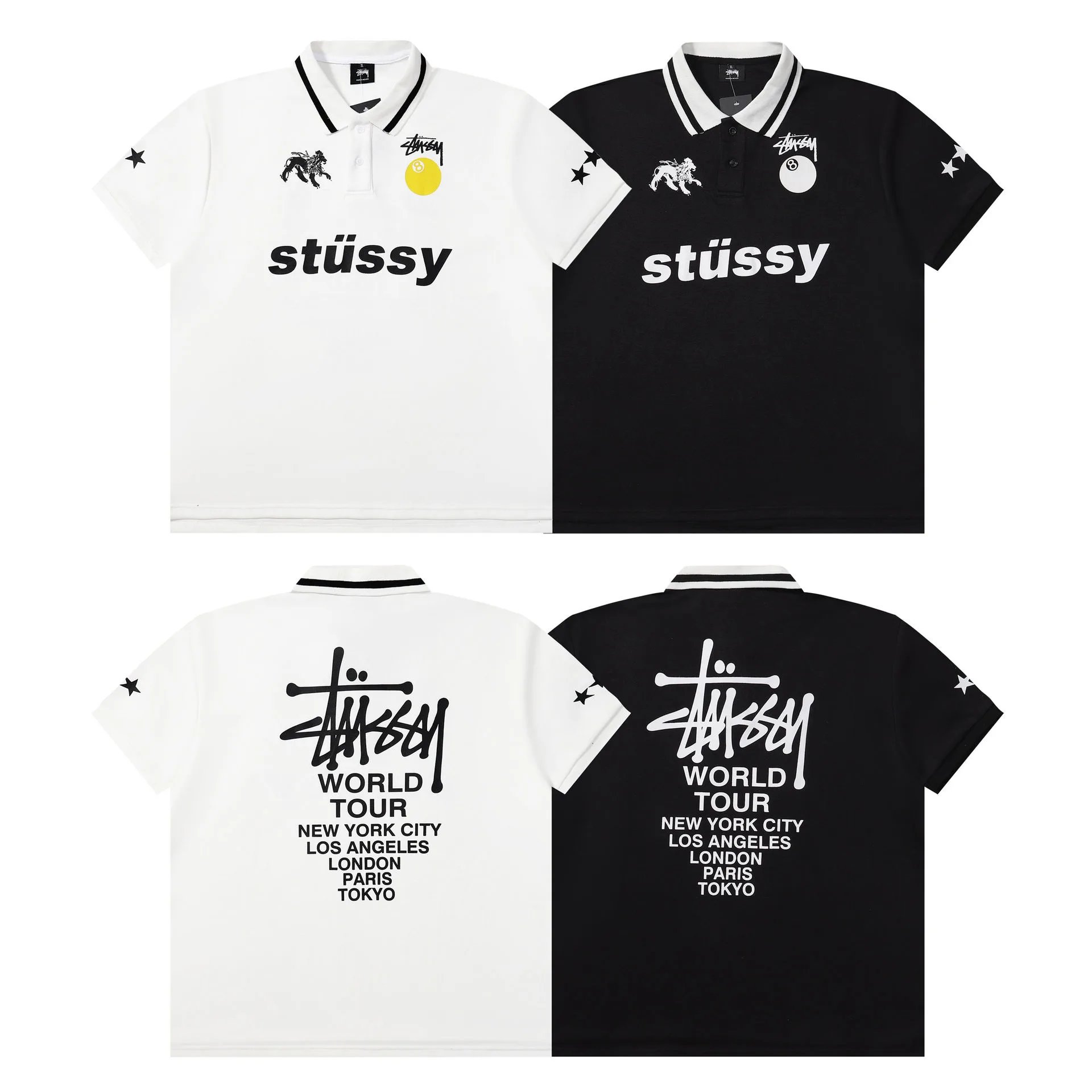Stussy Graphic Print White Black Casual T-Shirt