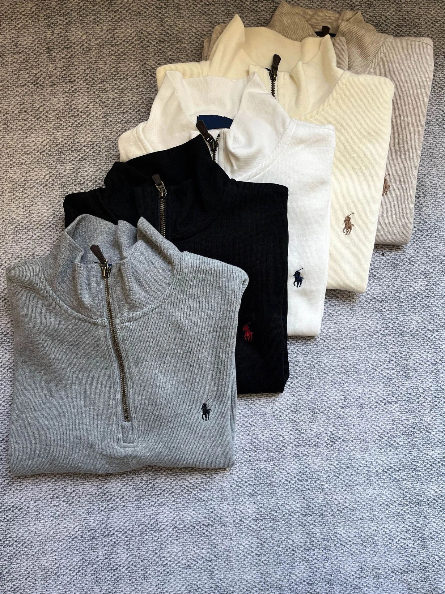 Polo Ralph Lauren Quarter-Zip Sweater Cream Gray Beige Navy Black Classic