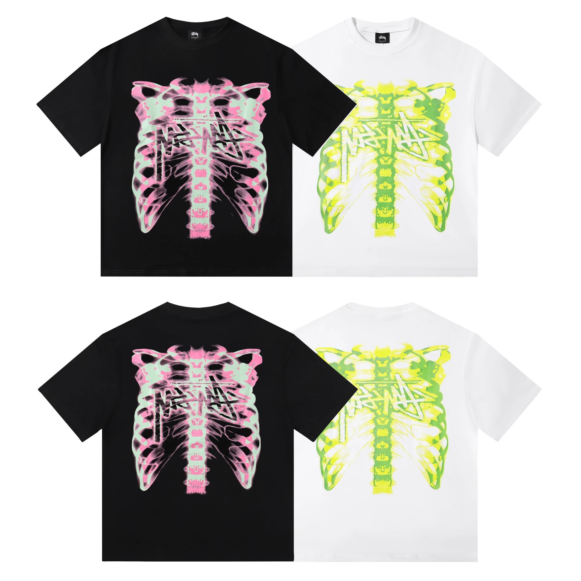 Stussy Graphic Print White Black Casual T-Shirt