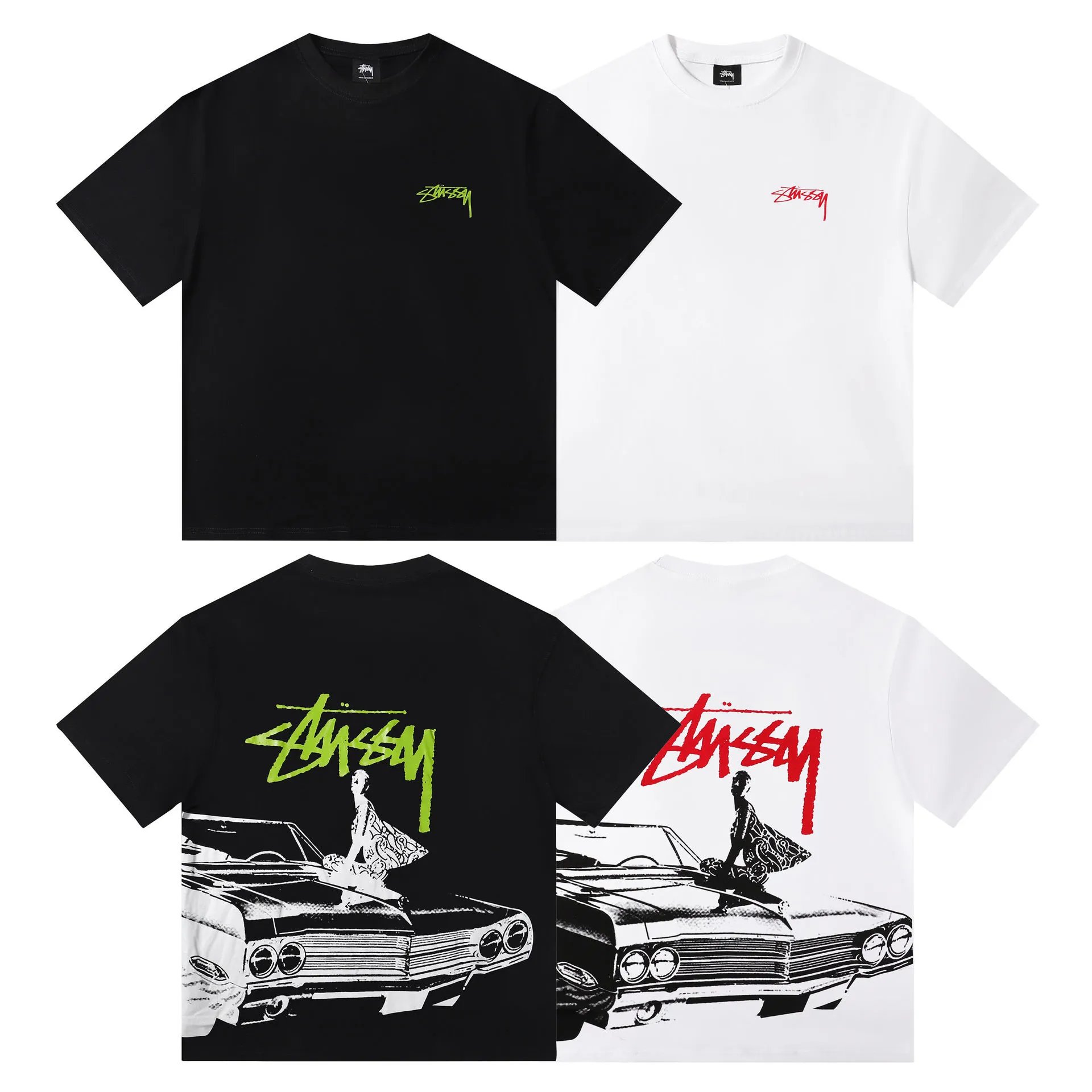 Stussy Graphic Print White Black Casual T-Shirt