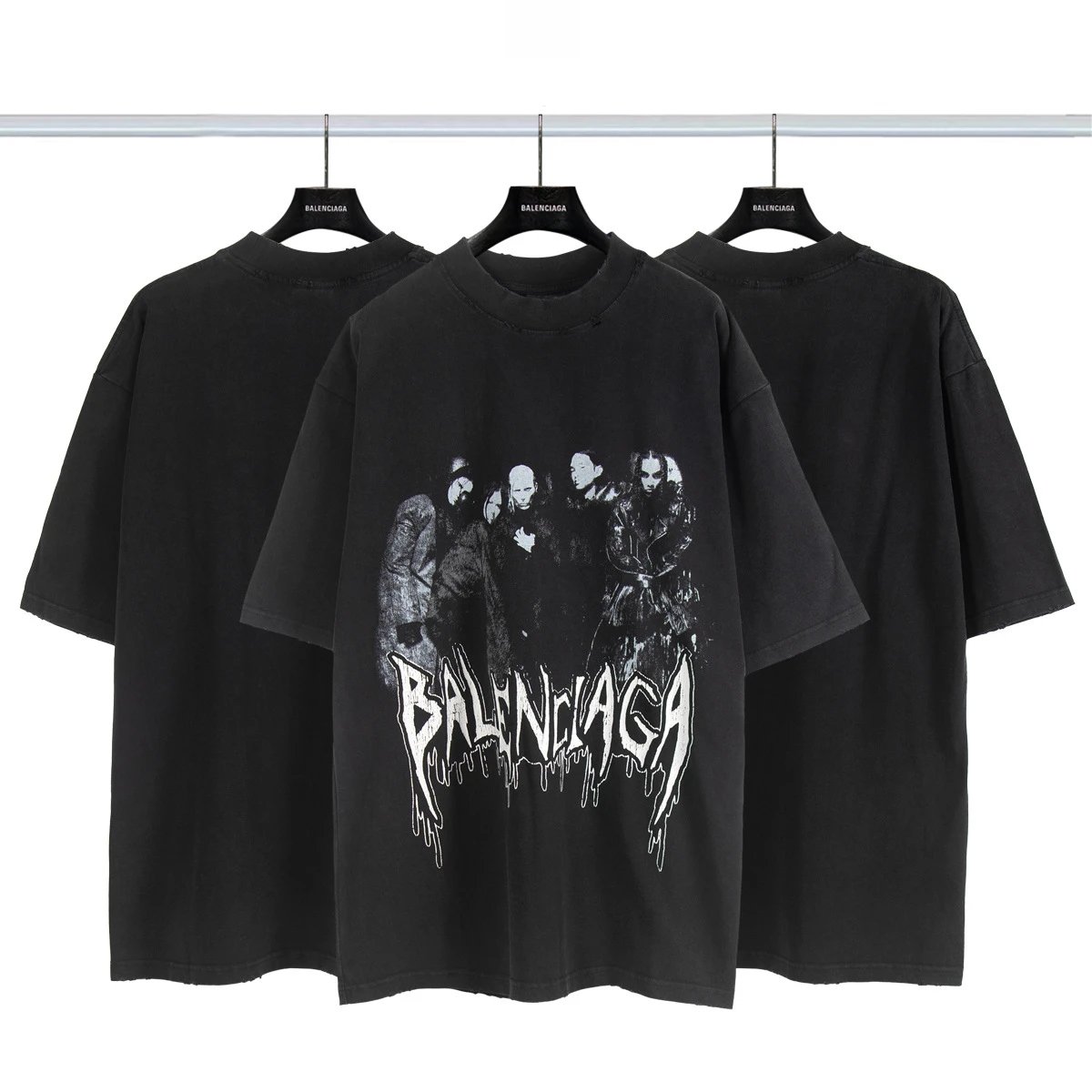 Balenciaga Portrait Band Print Loose Short-Sleeve Unisex T-Shirt