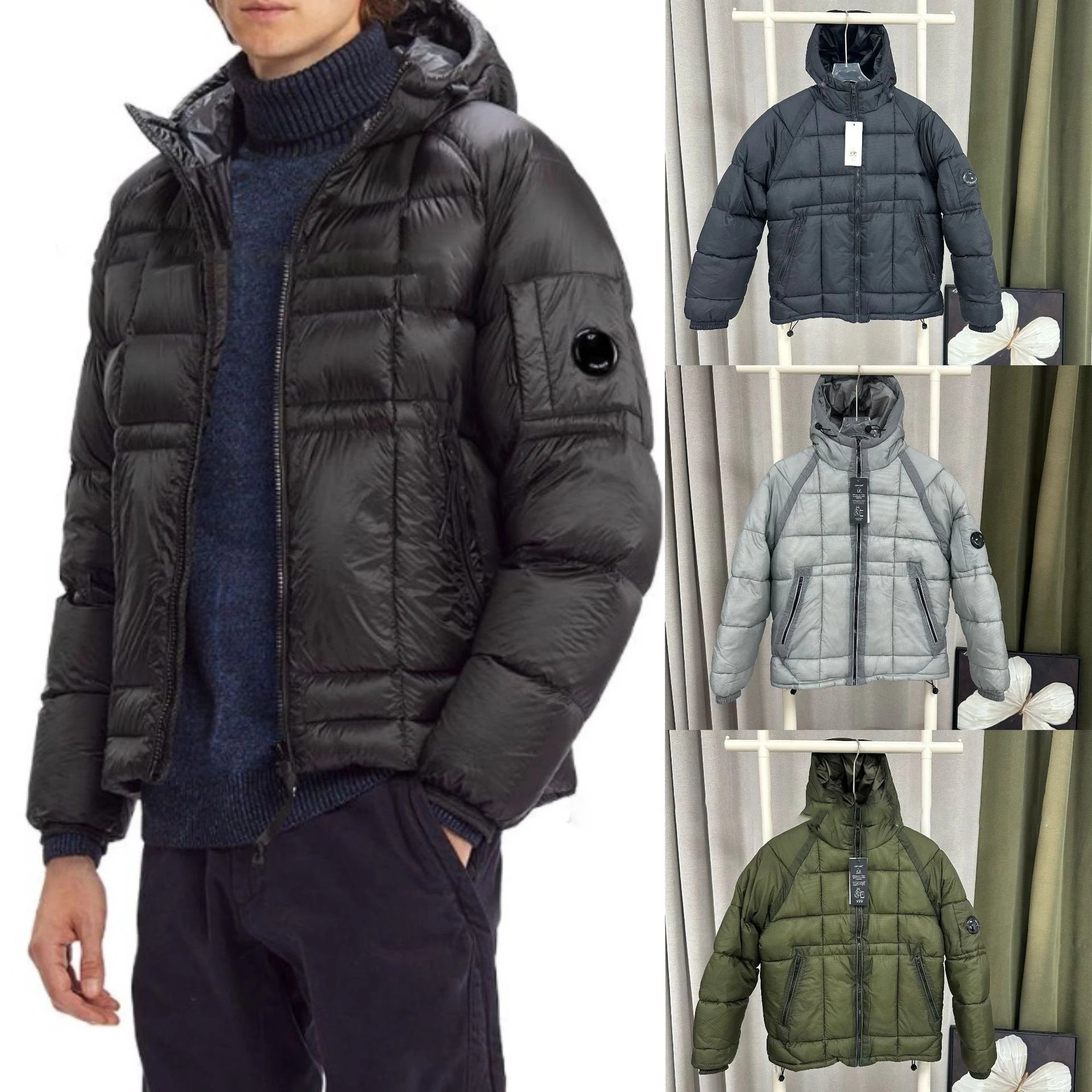 Men's Plaid Quilted Cotton-Padded Jacket with Hood photo 6